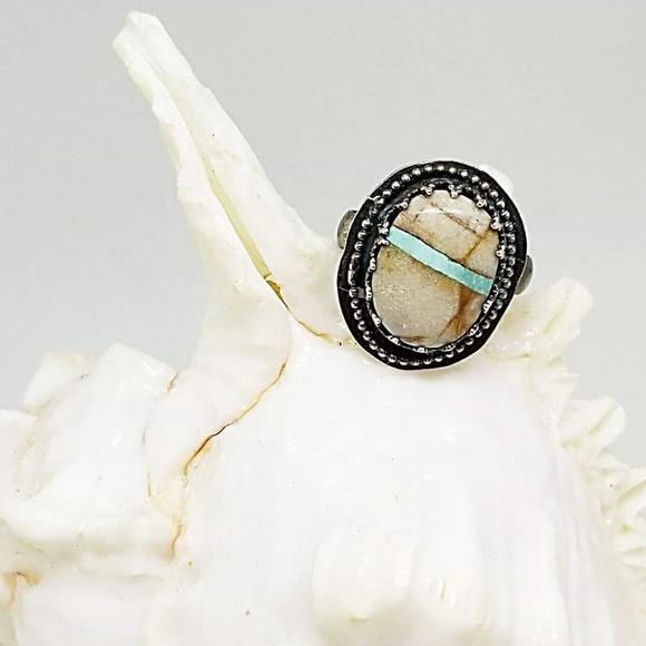 Esther Destiny's Jewelry Jewelry - Boulder Ribbon Royston Turquoise 925 Silver Ring
